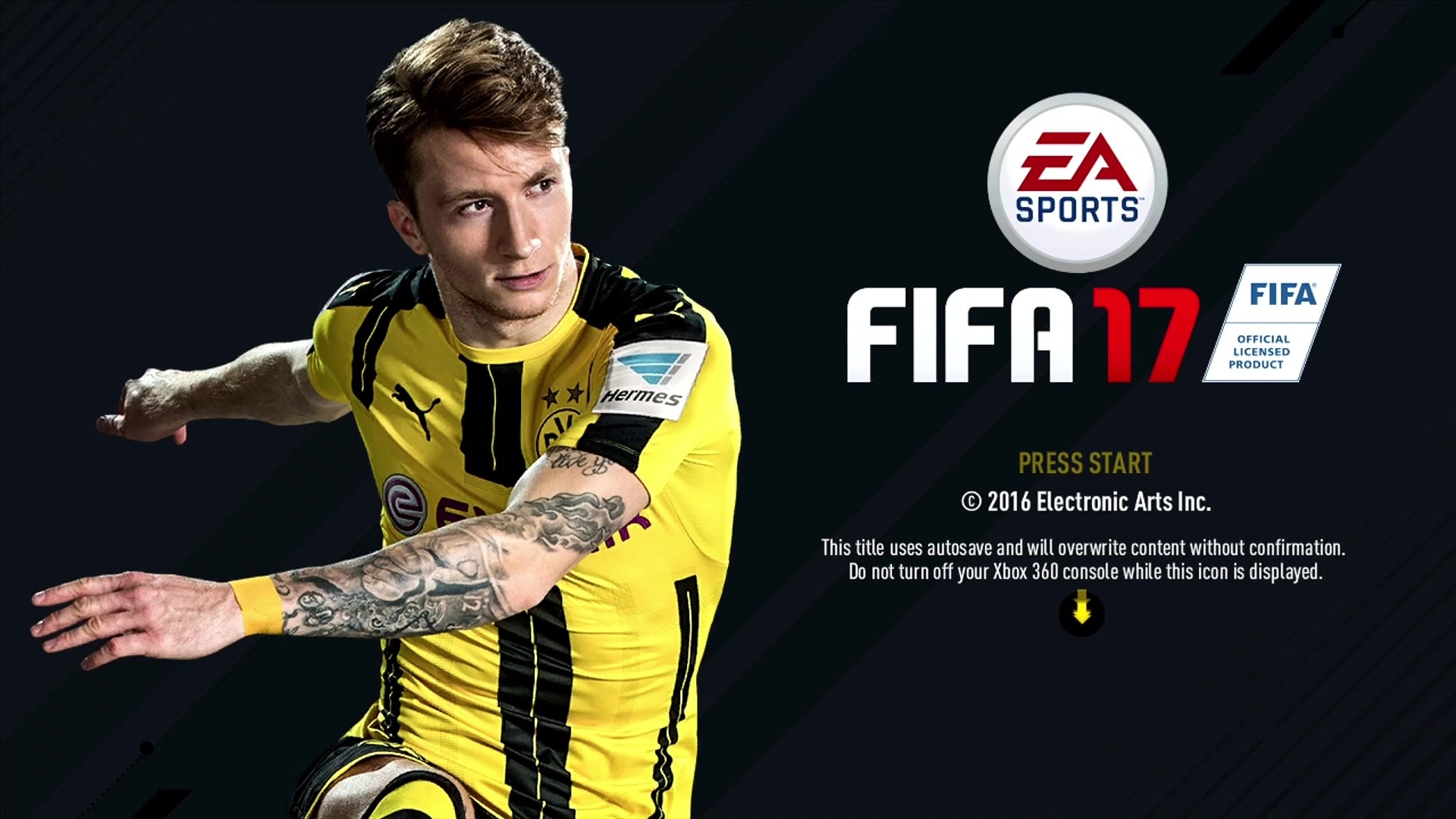 FIFA 17 title screen for Xbox 360